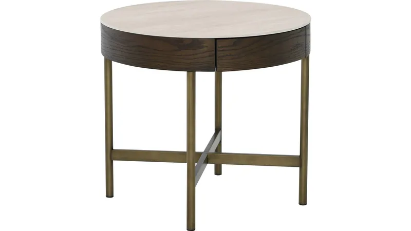 Soffbord Myrdal med Travertintopp 55 cm - Travertintopp med bronsfärgade metallben - Möbler - Bord & matgrupp - Soffbord