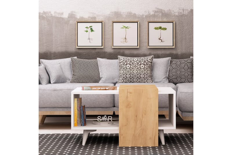 Soffbord Naidaj 80 cm med Förvaring Hylla - Trä/Vit - Möbler - Bord & matgrupp - Soffbord