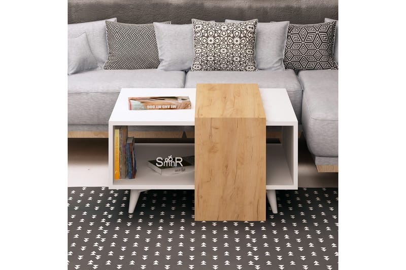 Soffbord Naidaj 80 cm med Förvaring Hylla - Trä/Vit - Möbler - Bord & matgrupp - Soffbord