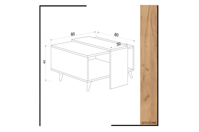 Soffbord Naidaj 80 cm med Förvaring Hylla - Trä/Vit - Möbler - Bord & matgrupp - Soffbord