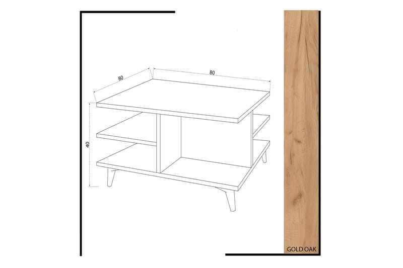 Soffbord Naidaj 80 cm med Förvaring Hyllor - Trä/Vit - Möbler - Bord & matgrupp - Soffbord