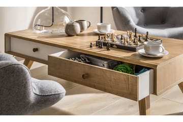 Soffbord Nature 120 cm med Förvaring Vit/EK - VOX - Möbler - Bord & matgrupp - Soffbord
