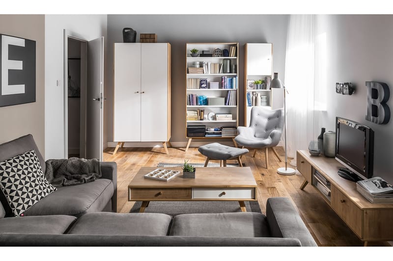Soffbord Nature 120 cm med Förvaring Vit/EK - VOX - Möbler - Bord & matgrupp - Soffbord
