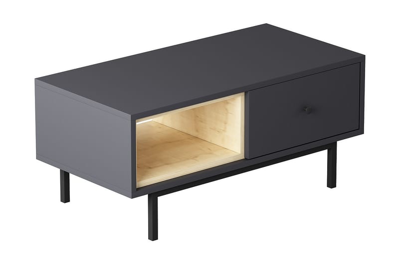 Soffbord Naturelia 90 cm med Förvaring Hylla + Lucka - Antracit/Svart - Möbler - Bord & matgrupp - Soffbord