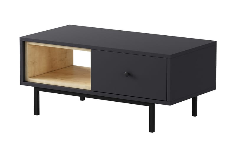 Soffbord Naturelia 90 cm med Förvaring Hylla + Lucka - Antracit/Svart - Möbler - Bord & matgrupp - Soffbord