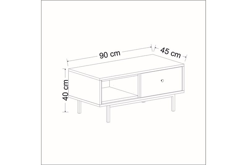 Soffbord Naturelia 90 cm med Förvaring Hylla + Lucka - Antracit/Svart - Möbler - Bord & matgrupp - Soffbord