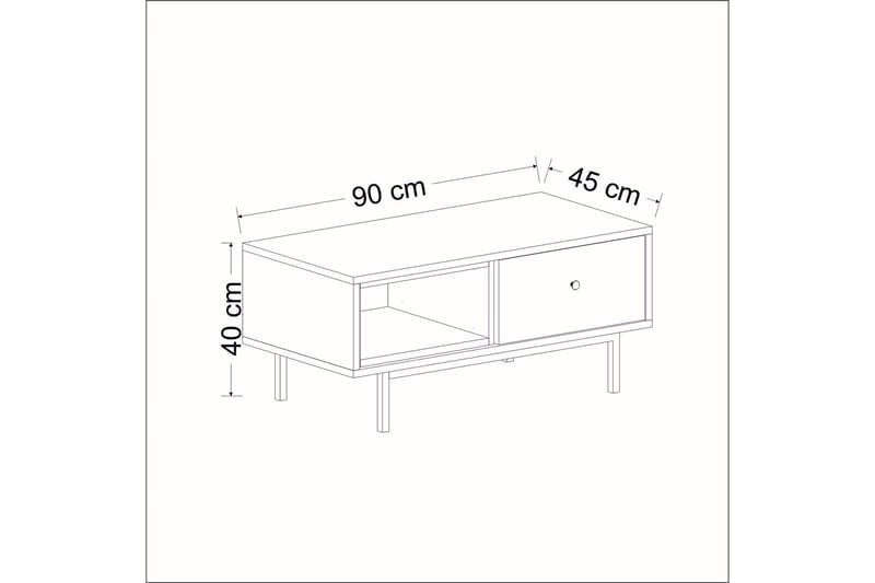 Soffbord Naturelia 90 cm med Förvaring Hylla + Lucka - Antracit/Svart - Soffbord