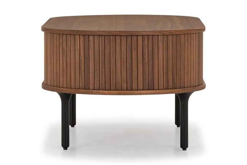 Soffbord Neandir 118 cm Ovalt med Förvaring Låda - Massiv Valnöt/Svart - Soffbord