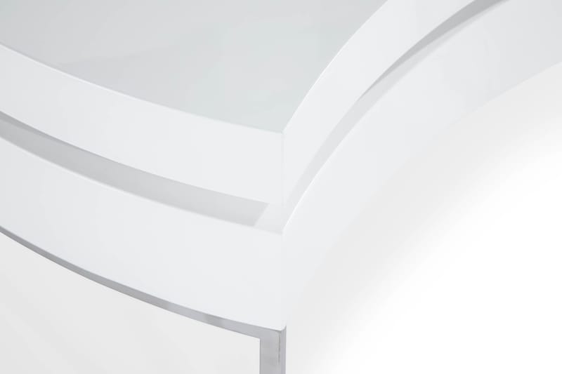 Soffbord Nico 110 cm Ovalt - Vit Högglans/Silver - Soffbord
