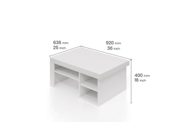 Soffbord Njonnjos 92 cm med Förvaring Hyllor - Vit - Möbler - Bord & matgrupp - Soffbord