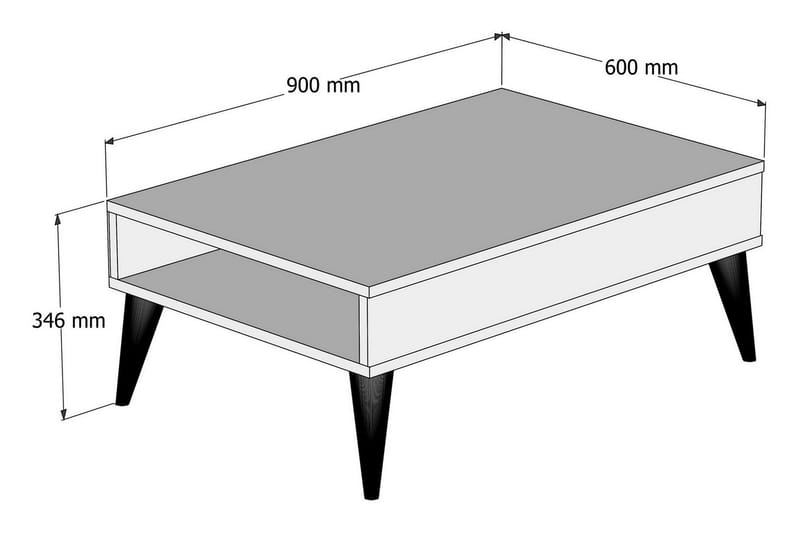 Soffbord Nyarai 90 cm med Förvaring Hylla - Ekfärg - Soffbord