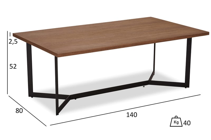 Soffbord Oldington 140 cm - Valnötsbrun/Svart - Soffbord