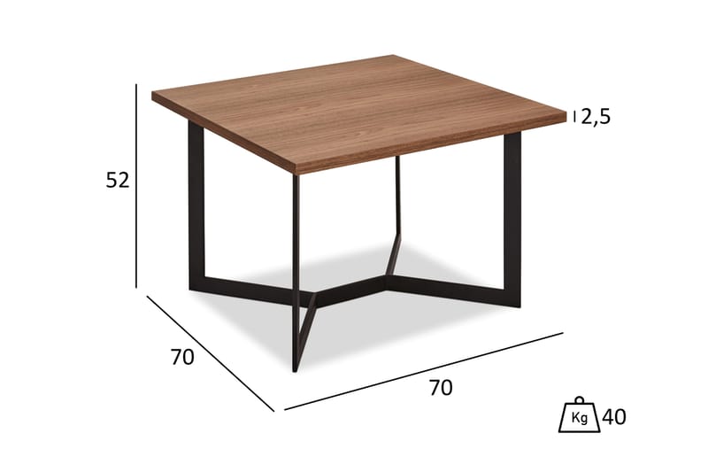 Soffbord Oldington 70 cm - Valnötsbrun/Svart - Soffbord