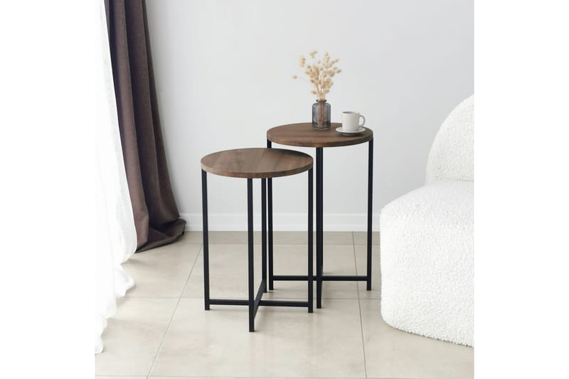 Soffbord Olfat 35x35x35 cm Runt - Brun - Möbler - Bord & matgrupp - Soffbord