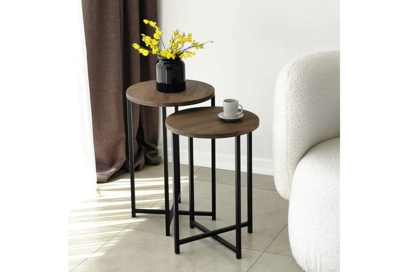 Soffbord Olfat 35x35x35 cm Runt - Brun - Möbler - Bord & matgrupp - Soffbord