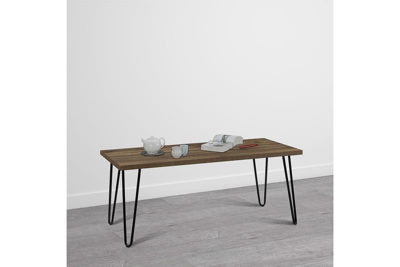 Soffbord Owen 107 cm Valnötsbrun/Svart - Dorel Home - Möbler - Bord & matgrupp - Soffbord