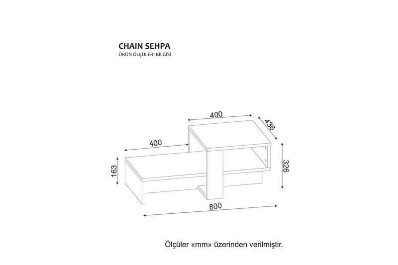 Soffbord Quoja 80 cm med Förvaring Hylla - Vit/Valnötsbrun - Soffbord