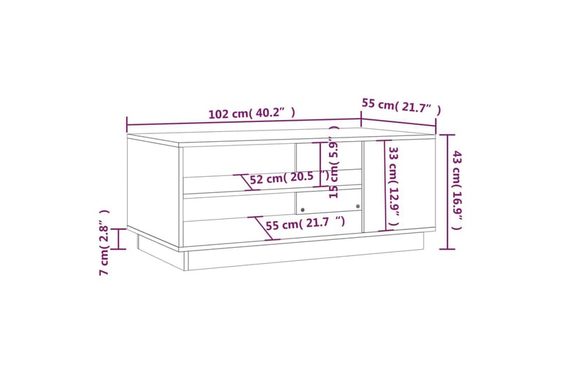Soffbord rökfärgad ek 102x55x43 cm spånskiva - Brun - Soffbord