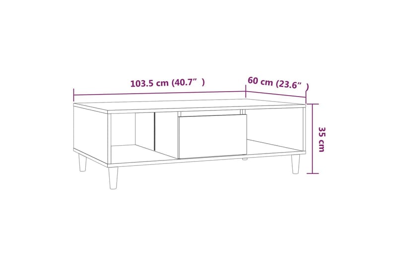 Soffbord rökfärgad ek 103,5x60x35 cm spånskiva - Brun - Soffbord