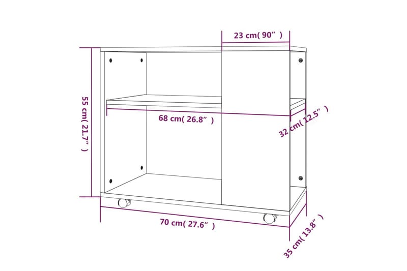 Soffbord rökfärgad ek 70x35x55 cm konstruerat trä - Brun - Soffbord