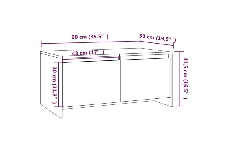 Soffbord rökig ek 90x50x41,5 cm spånskiva - Brun - Soffbord