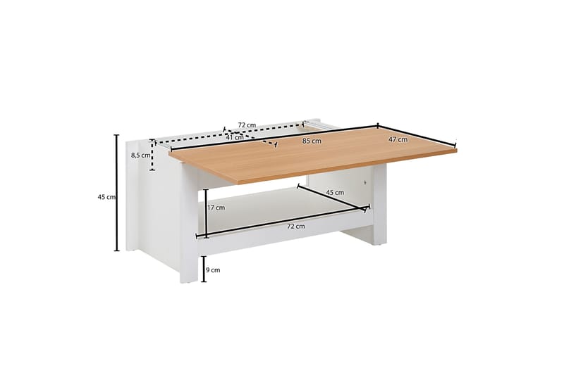 Soffbord Rachid 85 cm Rektangulär - Vit - Soffbord