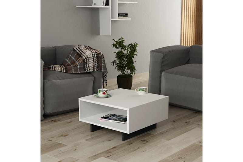 Soffbord Ramina 60 cm med Förvaring Hylla - Vit/Mörkgrå - Möbler - Bord & matgrupp - Soffbord