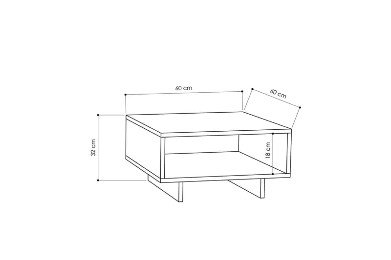Soffbord Ramina 60 cm med Förvaring Hylla - Vit/Mörkgrå - Soffbord