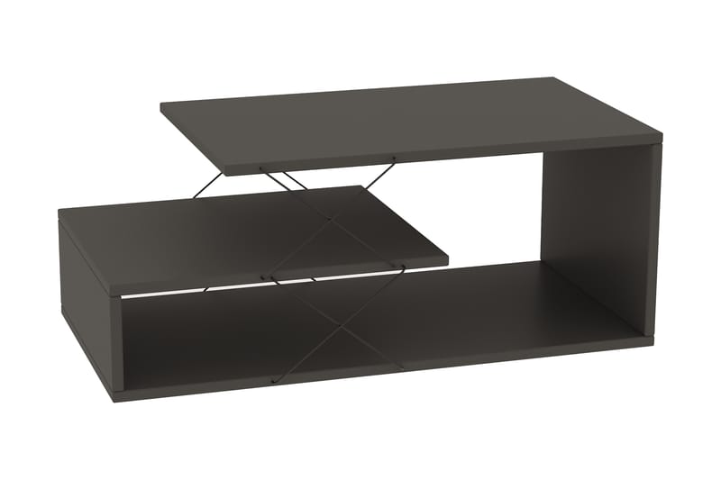 Soffbord Roura 100 cm med Förvaring Hylla - Antracit/Svart - Soffbord