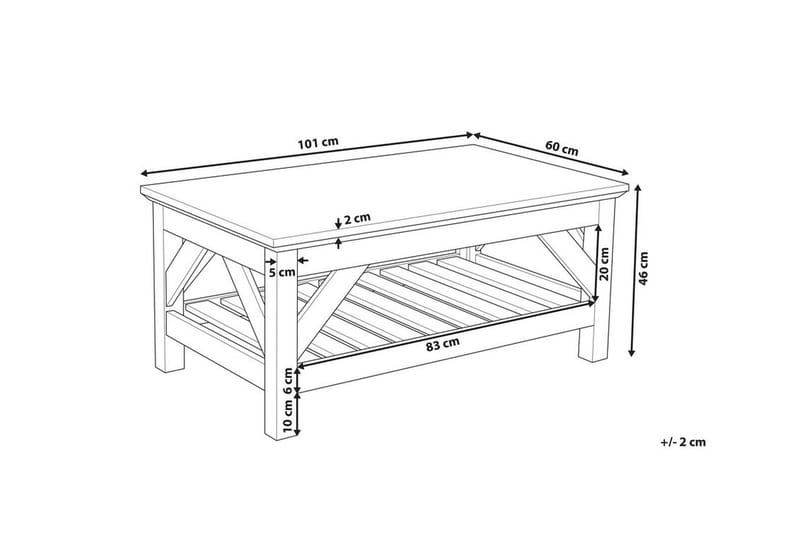 Soffbord Savanur 101 cm med Förvaring Hylla - Ljusbrun/Vit - Soffbord