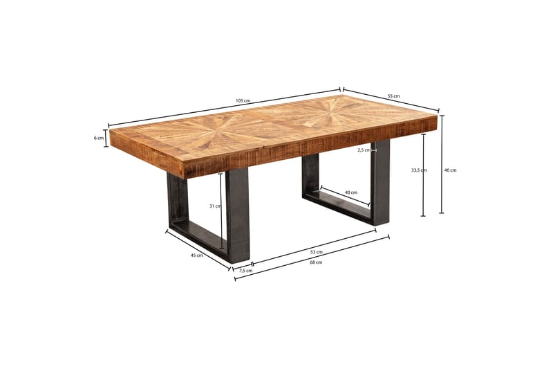 Soffbord Schlager 105 cm - Mangoträ/Svart - Soffbord