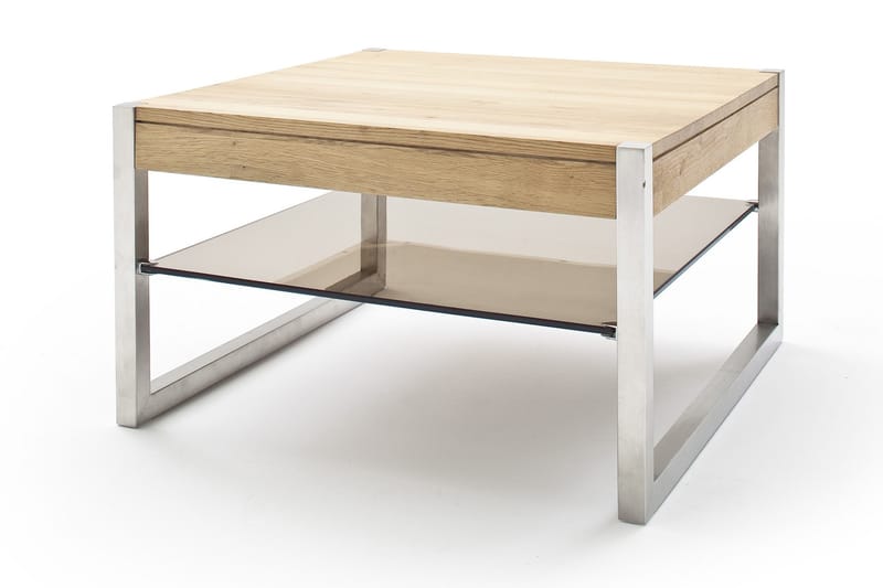 Soffbord Selvor 65 cm med Förvaring Hylla - Natur/Krom - Möbler - Bord & matgrupp - Soffbord