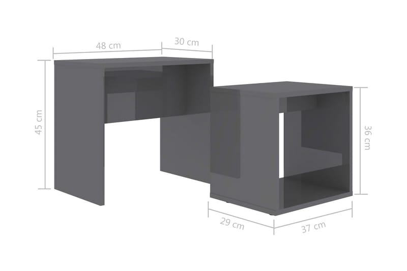 Soffbord set grå högglans 48x30x45 cm spånskiva - Grå - Soffbord - Satsbord