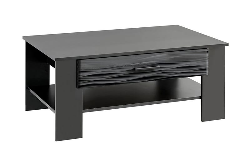 Soffbord Shepley 105 cm med Förvaring 2 Lådor + Hylla - Svart - Soffbord