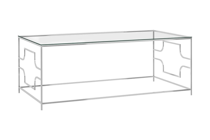 Soffbord silver 120x60x45 cm rostfritt stål och glas - Silver - Soffbord