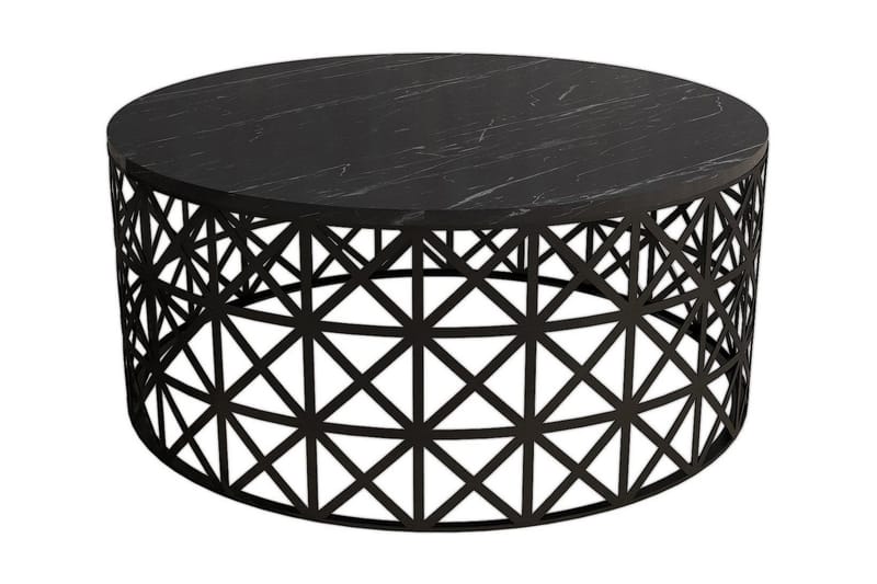 Soffbord Sipila 90 cm Runt Marmormönster - Svart - Möbler - Bord & matgrupp - Soffbord