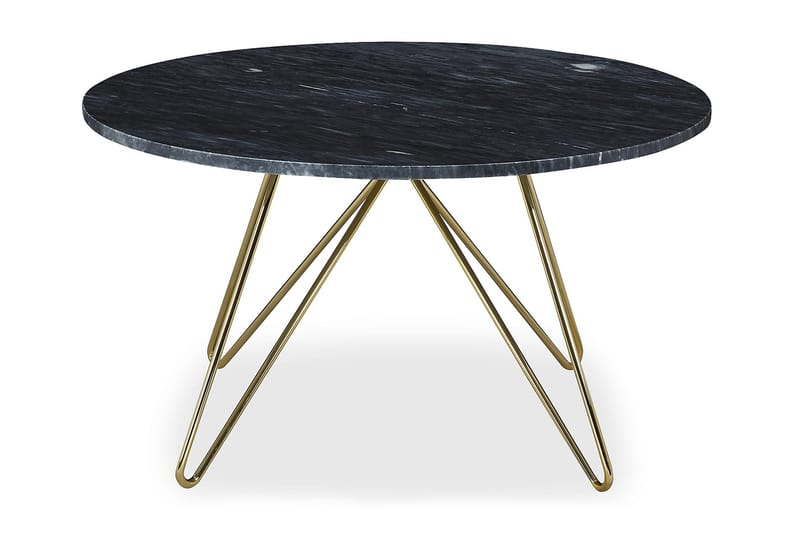 Soffbord Sisko 80 cm Runt Marmor - Grå/Mässing - Soffbord - Marmorbord
