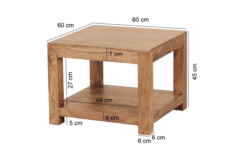 Soffbord Skelgill 60 cm med Förvaring Hylla - Akacia - Soffbord
