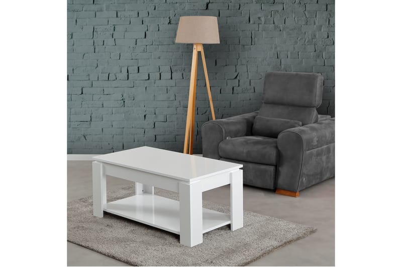 Soffbord Skoglund 104 cm med Förvaring Hylla - Vit - Möbler - Bord & matgrupp - Soffbord