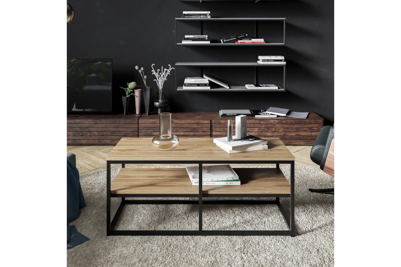 Soffbord Slottet 110 cm med Förvaring Hylla - Brun/Svart - Möbler - Bord & matgrupp - Soffbord