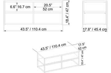 Soffbord Slottet 110 cm med Förvaring Hylla - Brun/Svart - Möbler - Bord & matgrupp - Soffbord