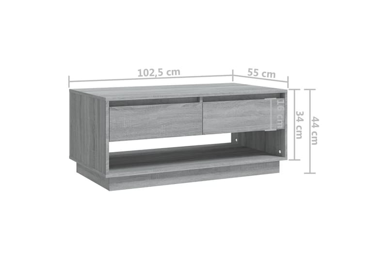 Soffbord sonoma-ek 102,5x55x44 cm spånskiva - Grå - Soffbord