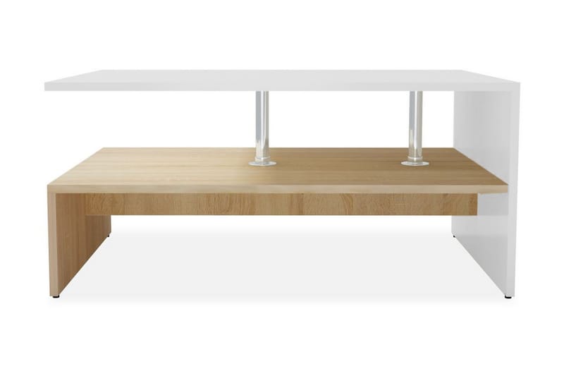 Soffbord spånskiva 90x59x42 cm ekfärg och vit - Vit - Soffbord
