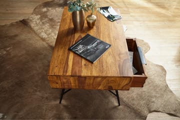 Soffbord Stamer 87 cm med Förvaring Låda + Hylla - Massivt Trä/Svart - Möbler - Bord & matgrupp - Soffbord
