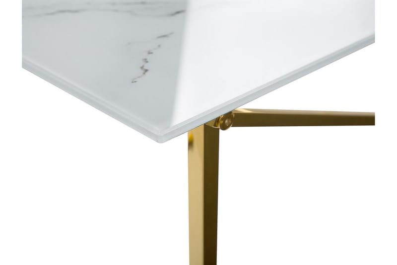 Soffbord Stromback 100 cm Marmormönster - Vit/Guld - Marmorbord - Soffbord
