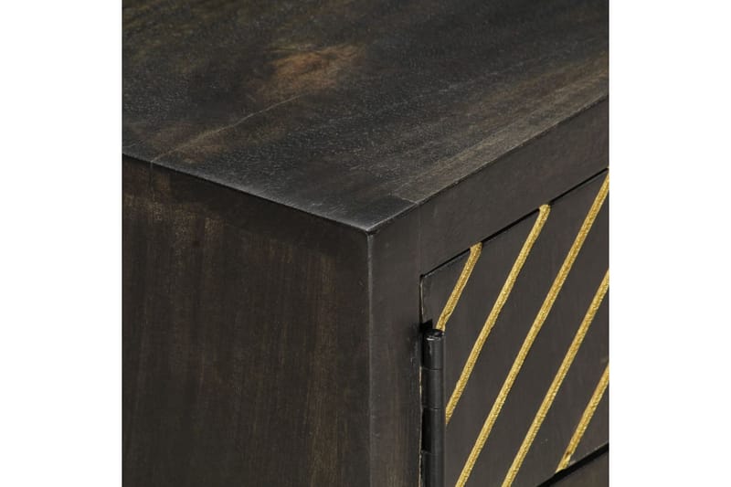 Soffbord svart och guld 90x50x35 cm massivt mangoträ - Svart - Soffbord