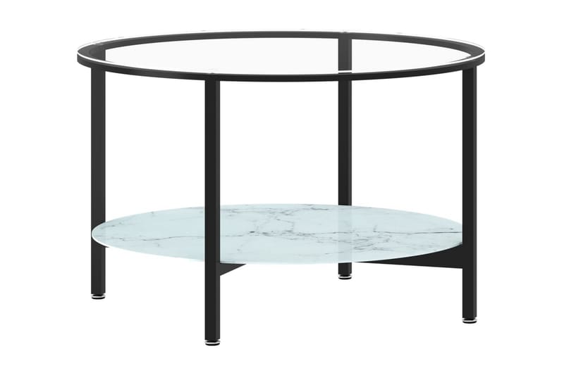 Soffbord svart och vit marmor 70 cm härdat glas - Svart - Soffbord