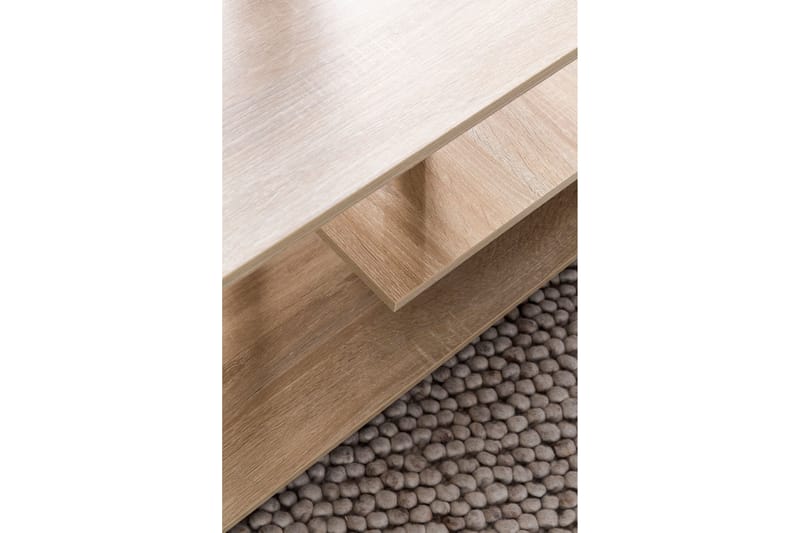 Soffbord Sweeper 105 cm med Förvaring Hylla på Hjul - Trä/Natur - Soffbord