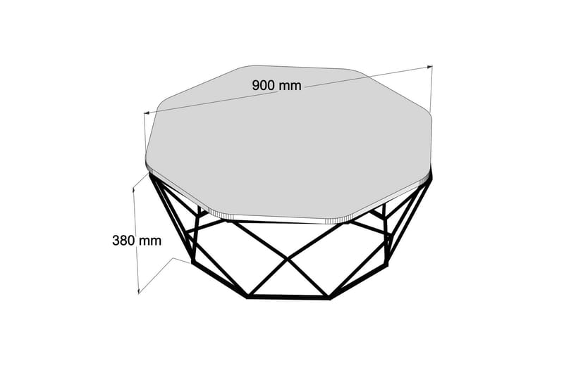 Soffbord Tanamo 90 cm Kantigt - Vit/Svart - Soffbord