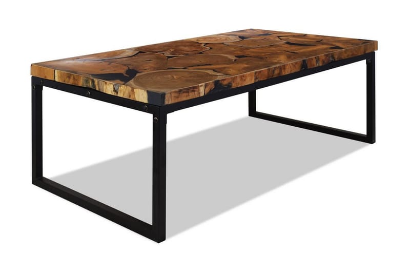 Soffbord teakträ och harts 110x60x40 cm - Svart - Soffbord